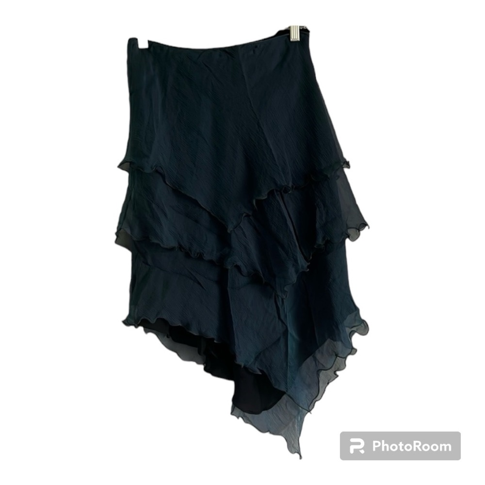 Neil Bieff peacock blue chiffon skirt